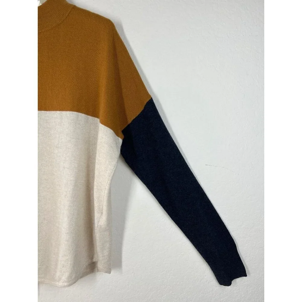 Madewell Ashbury Colorblock Mock Turtleneck Sweater Size Medium